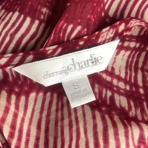 CHARMING CHARLIE SMALL BLOUSE PINK and CREAM - Picture 6 of 7